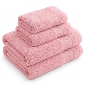 Ensemble de serviettes de bain en coton premium, couleur unie, rectangulaires, tissées, douces, absorbantes, unies, gris, bleu, beige - Product Image 5