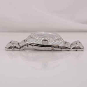 Reloj de Lujo para Mujer con Diamantes, Caja Redonda de Acero Inoxidable, Cuarzo Analógico, Esfera de 30 mm, Cristal de Zafiro, Cierre de Mariposa - Product Image 4