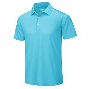 เสื้อโปโลแขนสั้นผู้ชาย สีพื้น ผ้าปิเก้ ระบายอากาศได้ดี สวมใส่สบาย สีฟ้าอ่อน - Product Image 1