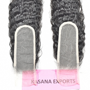 Extensions de cheveux humains pour femmes noires, 100% indiens non traités, closure 2*6, double trame machine, Deep Wave, vente en gros, sans traitement - Product Image 5