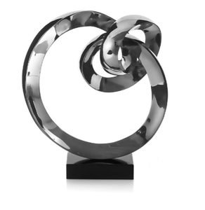 Sculpture décorative minimaliste argentée pour table, base en fer, ornements métalliques, décoration pour la maison et l'hôtel - Product Image 1