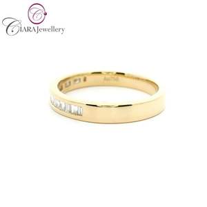 Classique 18K AU750 Solide Blanc Jaune Or Alliance Naturel Canal Ensemble Baguette Diamants Usine Directe pour Les Occasions De Fête - Product Image 5