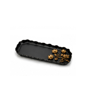 Rectangular Metal Serving Tray with <b>Pinecone</b> Design Polished Finish Decorative for Residential Use - Product Image 2