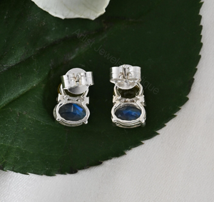 Yellow Sapphire Moonstone <b>Earrings</b>, Natural Sapphire <b>Stud</b> <b>Earrings</b>, Rainbow Moonstone Diamond <b>Earrings</b>, Gemstone <b>Earrings</b> Gift - Product Image 3