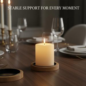 Support de bougie en bois d'acacia fait main, style rustique, décoration de ferme, centre de table de Noël - Product Image 4