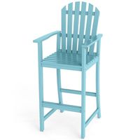 Tabouret de bar extérieur ergonomique de 31 po de hauteur avec design à lattes pour table de bar de 40 po ou 43 po, couleur turquoise