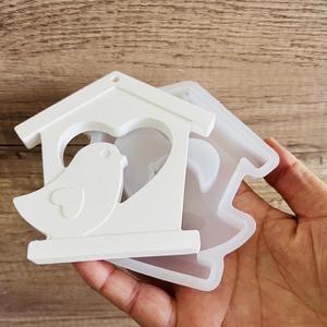Bird House Pendant Love Cottage Bird Keychain Tag Gypsum Resin Silicone Mold - Product Image 2