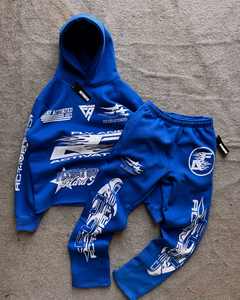 Ensemble survêtement homme personnalisé avec logo, 2 pièces, imprimé graphique, sweat à capuche et pantalon de survêtement, streetwear, fournisseur - Product Image 3