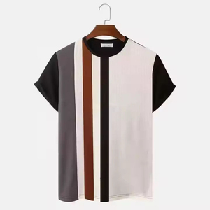 T-shirt à col rond pour homme, manches courtes, coupe classique, design uni, tricoté, 100% coton, respirant, 220g - Product Image 4