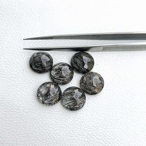 Piedra preciosa suelta de corte redondo facetado de Cuarzo rutilado negro Natural de 9mm de excelente calidad para hacer joyería, tendencia en línea - Product Image 3
