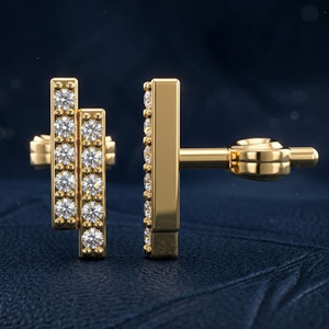 14K Gold Brilliant Cut Lab Grown Diamond Stud <b>Earrings</b> | Women's Trendy Handmade <b>Fine</b> Jewelry RIZTA JEWELS | Party Gift - Product Image 2