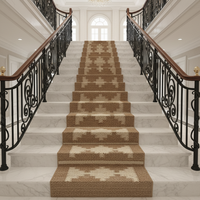 Handcrafted Geometric Jute Staircase Runner Rug Tribal Diamond Pattern Natural and White Long Hallway Corridor Floor Runner