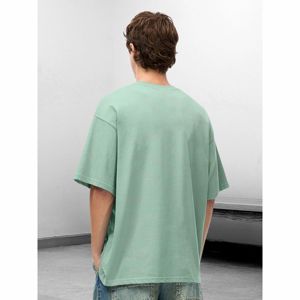 T-shirt décontracté pour homme en coton noir à manches courtes, coupe classique, col rond, style streetwear, tricoté, anti-plis, 180g, avec logo imprimé sur le devant - Product Image 4