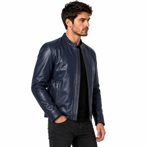 Veste en cuir pour homme, texture douce, coutures solides, fermeture sécurisée et doublure chaude, idéale pour les tenues décontractées et les voyages. - Product Image 4