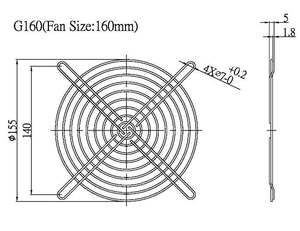 G160-B <b>Metal</b> <b>Fan</b> Guard for Cooling <b>Fan</b> 160mm - Product Image 2