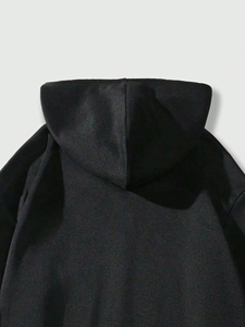 Men's Black <b>Gothic</b> Zip-Up <b>Hoodie</b> Regular Fit Solid Pattern Regular Sleeve Knitted Cotton Fleece Winter Wear Quick Dry Breathable - Product Image 3