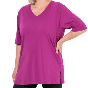 Camiseta Personalizada para Mujer, Talla Grande, 100% Algodón, Cuello en V, Secado Rápido, Suave, OEM, ODM, Venta al Por Mayor, Corte Holgado - Product Image 4