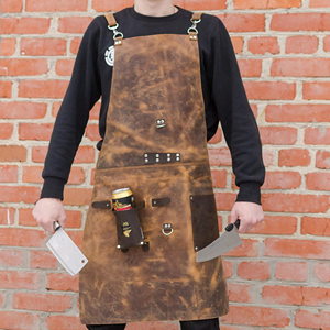 Professional Leather <b>Apron</b> for <b>BBQ</b> Grill Chef Durable Adjustable Wholesale Supplier Handmade Vintage Leather LPN-0321 - Product Image 1