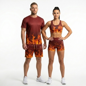 Customized 2 Piece Short Set Summer Unisex Sweatsuit Printed Short Sleeve Summer Shorts t <b>Shirt</b> Set unisex tracksuit - Product Image 3