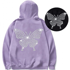   Sudadera con Capucha de Mariposa con Pedrería, Personalizada, de Forro Polar Grueso, Estilo Urbano - Product Image 1