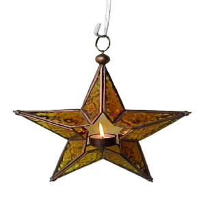 Black Iron <b>Tealight</b> <b>Holder</b> Star Shape Antique Metal & Glass Hanging Lantern Handmade Christmas Home Decoration - Product Image 1