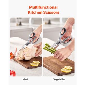 Forbici da Cucina in Acciaio Inossidabile Resistenti, Cesoie Professionali con Impugnatura Morbida e Fodero Protettivo Confortevole per il Taglio - Product Image 2