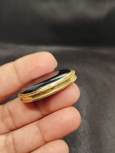 Nouvel arrivage : Onyx noir, cabochon rainuré en laiton, magnifique pierre précieuse de guérison en cristal pour bijoux, pendentifs et breloques tendance - Product Image 3