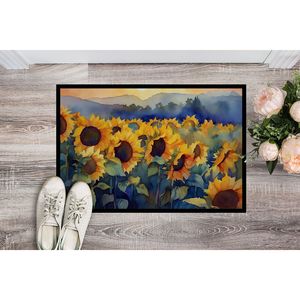 Tournesols en aquarelle paillasson antidérapant lavable Low Pile 24H X 36W tapis d'entrée intérieur et extérieur tapis de porte d'entrée - Product Image 2