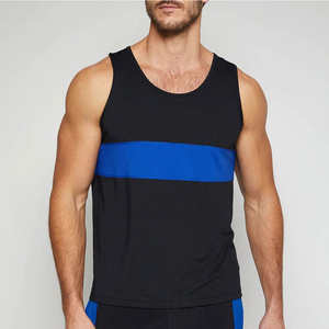 เสื้อกล้ามกีฬาผู้ชายแบบมีแถบตัดสี สวมใส่สบาย โลโก้สั่งทำได้ ผลิตจากผ้าสแปนเด็กซ์/โพลีเอสเตอร์ แห้งเร็ว ระบายอากาศได้ดี - Product Image 4