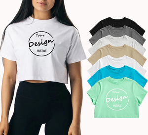 Factory Custom Logo Short Sleeve Yoga Crop Top Oversized T-shirt Active Wear <b>Athletic</b> Gym Fitness Women - Product Image 2