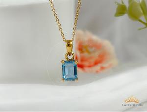 100% Natural <b>Blue</b> <b>Topaz</b> Luxury Women's Flower Shape 925 Silver Plated <b>Necklace</b> Gold Top Manufacturer India Gift Fine Jewelry - Product Image 2