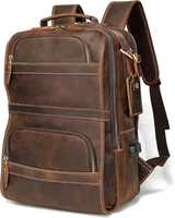 ZOLO LEATHERS Porte-sac classique en cuir véritable marron foncé, design durable, poche avant, extensible, pour affaires et voyages