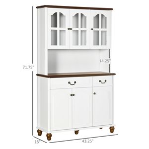 "6-Door Freestanding White <b>Pantry</b> with 2 Drawers & 3-Level Adjustable Shelves for <b>Kitchen</b> Storage" - Product Image 3