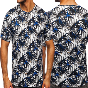 Men's Short Sleeve O-Neck T-<b>Shirt</b> Digital Print Palm Pattern <b>100</b>% <b>Polyester</b> Breathable Casual Jersey Fit Regular Length - Product Image 3