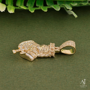 Pendentif visage en moissanite plaqué or rose 18 carats, style hip-hop, serti griffe, taille baguette - Product Image 5