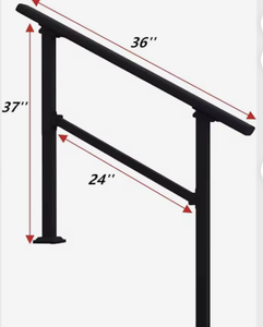 Kit de main courante d'escalier en aluminium noir pour extérieur, garde-corps mural avec quincaillerie pour marches de porche et escaliers de jardin - Product Image 3