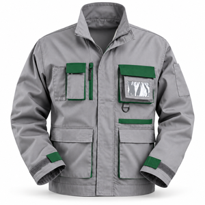 Chaqueta Industrial de Algodón con Logotipo Personalizado ODM para Hombre, Cuello Alto, Bolsillos Tipo Cargo, Puños Ajustables, Uniforme de Trabajo para Obras de Construcción - Product Image 1