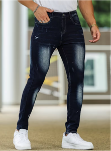 Jeans de Mezclilla Premium TRIBON SPORTS para Hombre, Corte Slim Fit, Secado Rápido, Cintura Media, Lavado Medio, Pierna Recta, Pantalones de Algodón para Venta al Por Mayor - Product Image 6