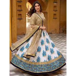 Multi-Color Embroidered Silk Lehenga Choli for Sangeet <b>Wedding</b> Wear - Product Image 6