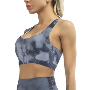 Women Tie Dye Seamless Scoop Neck Racerback Sports <b>Bra</b> High Support Yoga Fitness Wear Breathable Quick Dry Four Way <b>Stretch</b> - Product Image 1
