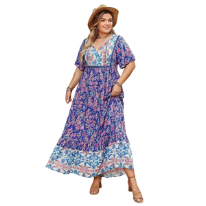 Vestido Maxi Floral Elegante para Mujer, Manga Corta, Estilo Casual - Product Image 1