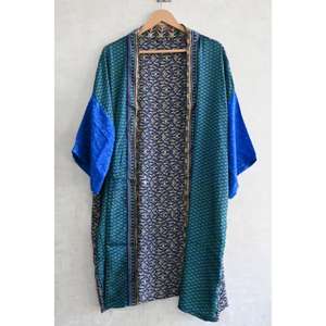 Luxury Breathable Plus Size Silk Patchwork <b>Kimono</b> Robe for Women Long Boho Designer Nightwear Gown Artwear Loungewear - Product Image 3