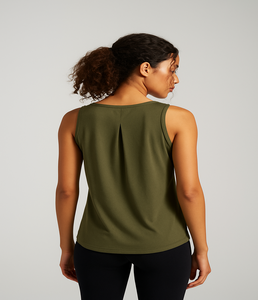 Camiseta Deportiva sin Mangas para Mujer, con Pliegues Cuadrados, Ligera, de Poliéster Transpirable, para Gimnasio, Fitness, Yoga, Running, Entrenamiento - Product Image 2