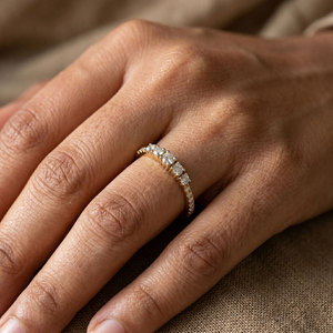 Anillo de Diamantes de Laboratorio de Lujo Disponible en Oro Sólido de 10K, 14K, 18K, Plata 925 y 935, Anillo de Boda con Múltiples Piedras de Diamante, Regalo - Product Image 4