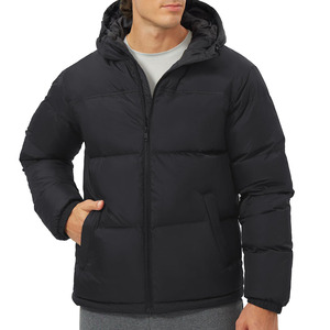 Custom Design Casual Winter Puffer <b>Jacket</b> <b>Men</b> Warm Polyester Stand Zipper Closure Regular Length <b>Canvas</b> Material Waterproof - Product Image 2