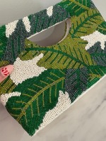 Sac à bandoulière perlé fait main de qualité supérieure, vert, pochette de soirée tendance avec sequins et pierres précieuses