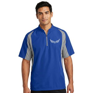 Royal Blue <b>Men's</b> Quarter-Zip Sport Shirt With Wing Logo Embroidery Quick Dry Polyester <b>Summer</b> Wear - Product Image 4