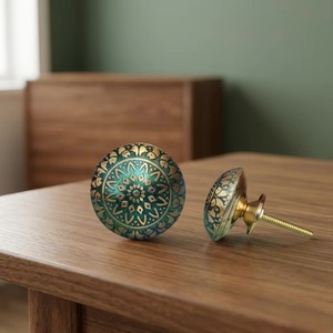 Round Bronze Drawer Knob With Mandala Design Eclectic Style Durable Furniture Handle For Dresser Cabinet <b>Door</b> - Product Image 2