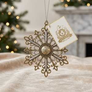 Ornement de Noël personnalisé en laiton antique, motif feuille de chêne et gland, médaille monogramme en filigrane, étiquette logo métallique, pendentif de fête, vente en gros - Product Image 6
