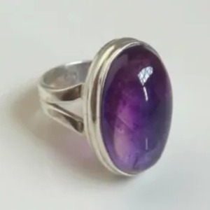 Amethyst <b>Ring</b> Handmade Sterling Silver Bezel Setting Natural Purple Oval Shape Gemstone <b>Boho</b> Jewelry Women's Jewekry - Product Image 4